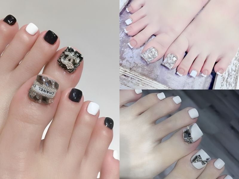 Những màu nail chân đẹp cho da ngăm đính đá - Hình số 4