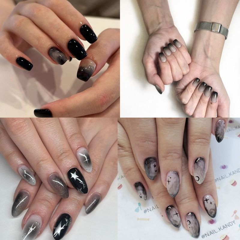 Những nail màu đen sang chảnh ombre - Hình số 4