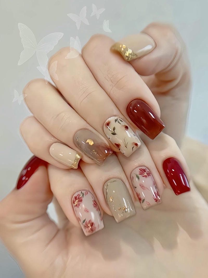 Những mẫu nail móng vuông ngắn sang trọng - Hình số 9