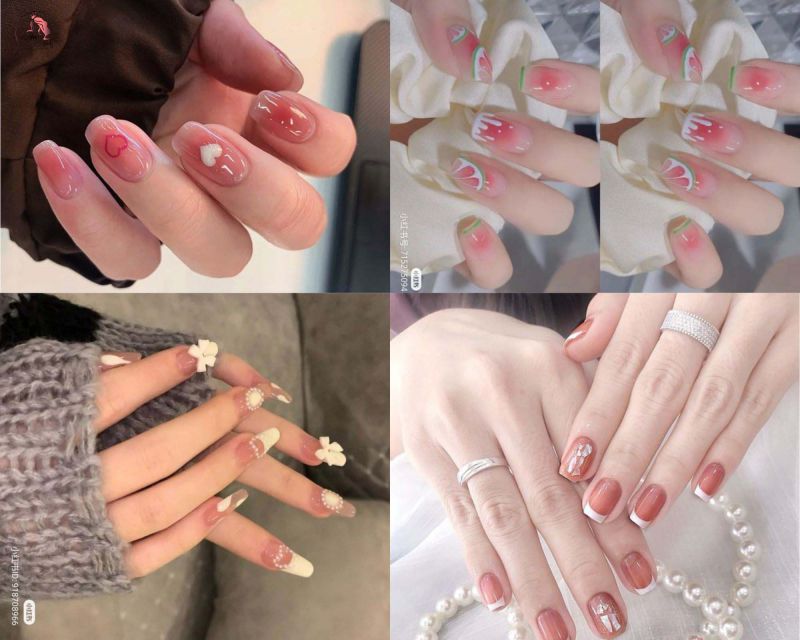 Những mẫu nail sơn thạch đính đá hồng - Hình số 7