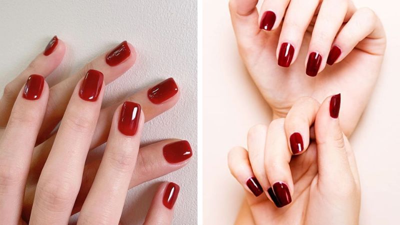 Những mẫu nail tết màu đỏ đô - Hình số 6