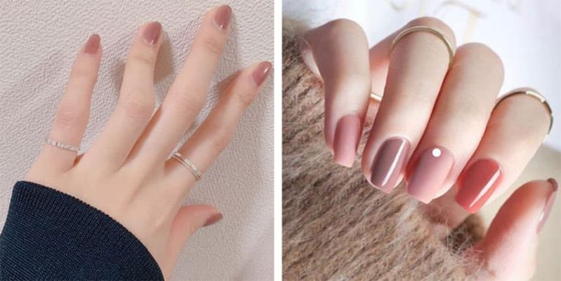 Nhung74 nail màu hồng pastel đất - Hình số 1