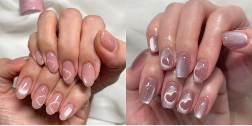Những nail màu hồng pastel mắt mèo - Hình số 9