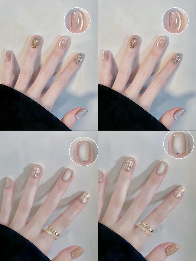 Những mẫu nail mắt mèo trắng kim cương - Hình số 10