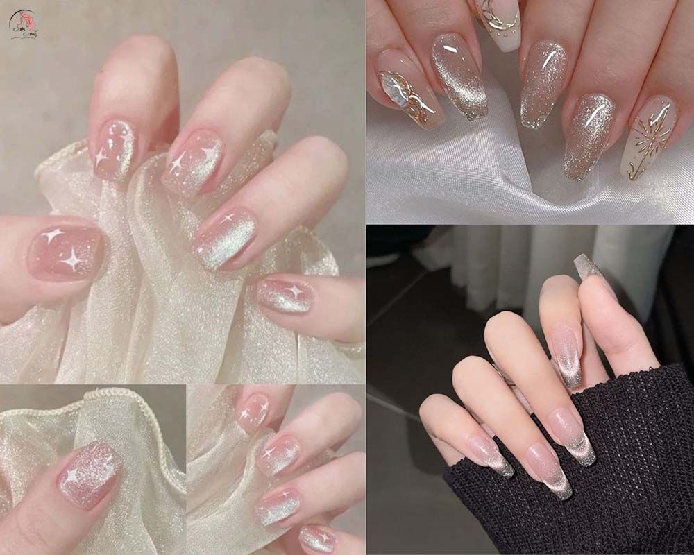 Những nail màu trắng gạo mắt mèo - Hình số 5