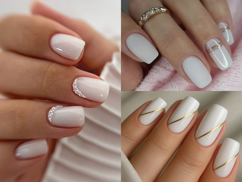 Những nail màu trắng sữa đẹp - Hình số 9