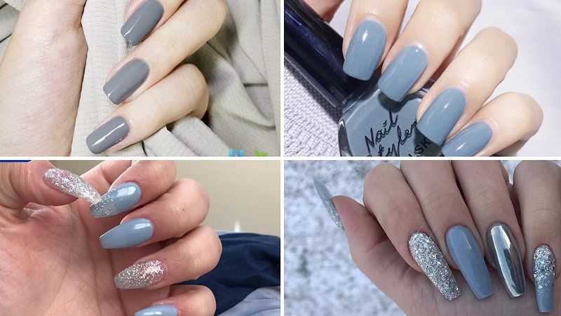Những nail màu xanh dương nhạt kim tuyến - Hình số 9