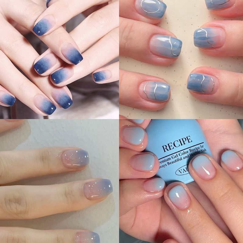Những nail màu xanh dương nhạt ombre - Hình số 2