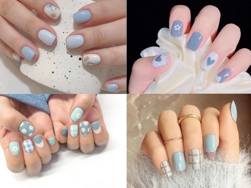 Những nail màu xanh dương nhạt đẹp - Hình số 10