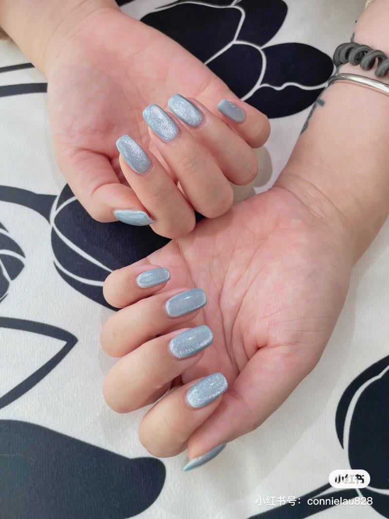 Những nail màu xanh dương nhạt đẹp - Hình số 4