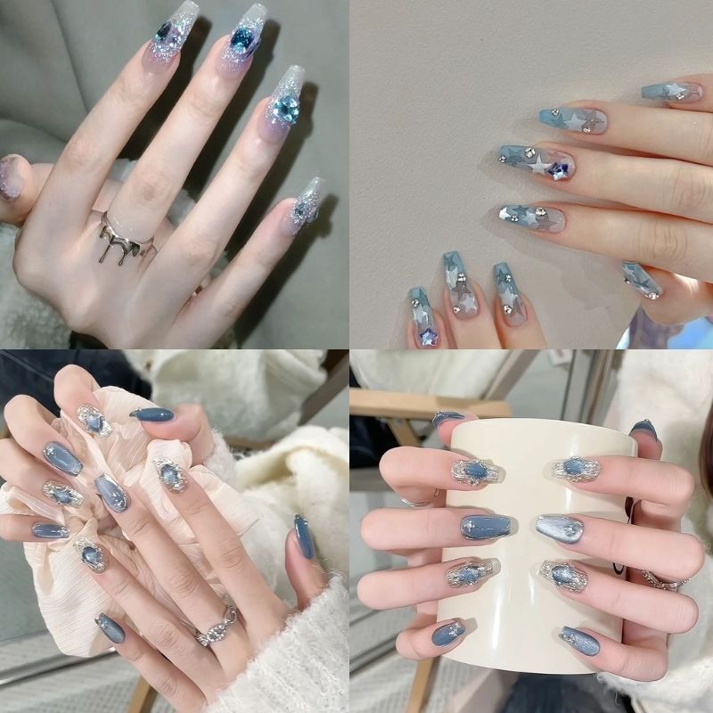 Những nail màu xanh dương nhạt đẹp - Hình số 7