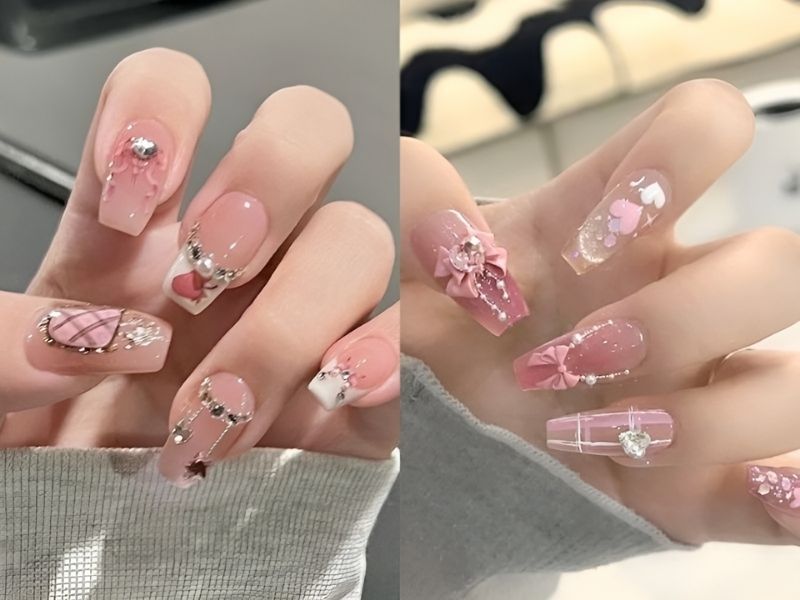 Những mẫu nail tay nhẹ nhàng đính đá - Hình số 10