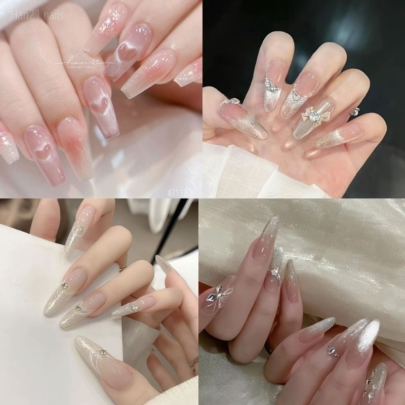 Những mẫu nail ombre kim tuyến trắng - Hình số 6