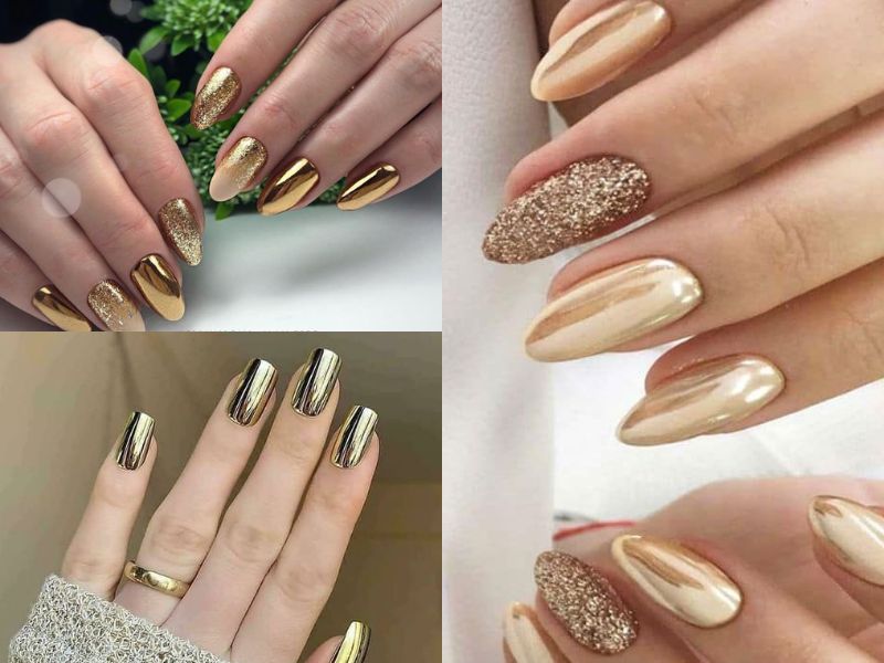 Những mẫu nail tráng gương vàng - Hình số 2