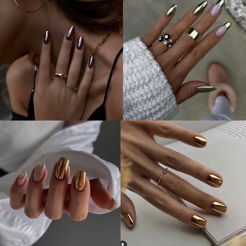 Những mẫu nail tráng gương vàng - Hình số 8