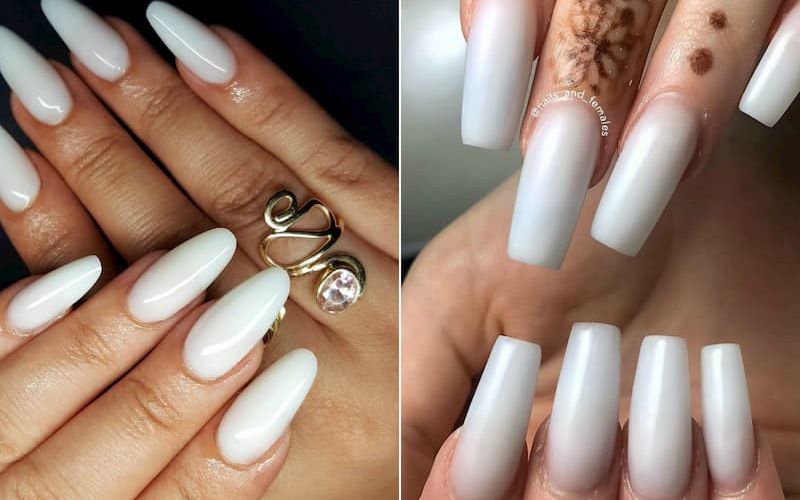Những nail màu trắng sữa móng dài - Hình số 5