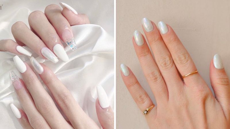 Những nail màu trắng sữa móng dài - Hình số 6