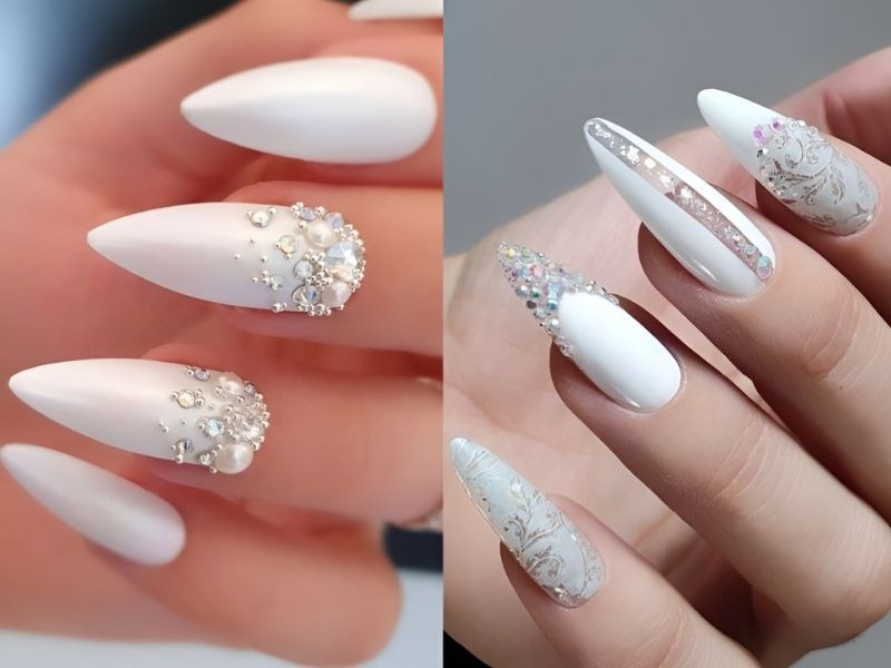 Những nail màu trắng sữa móng dài - Hình số 7