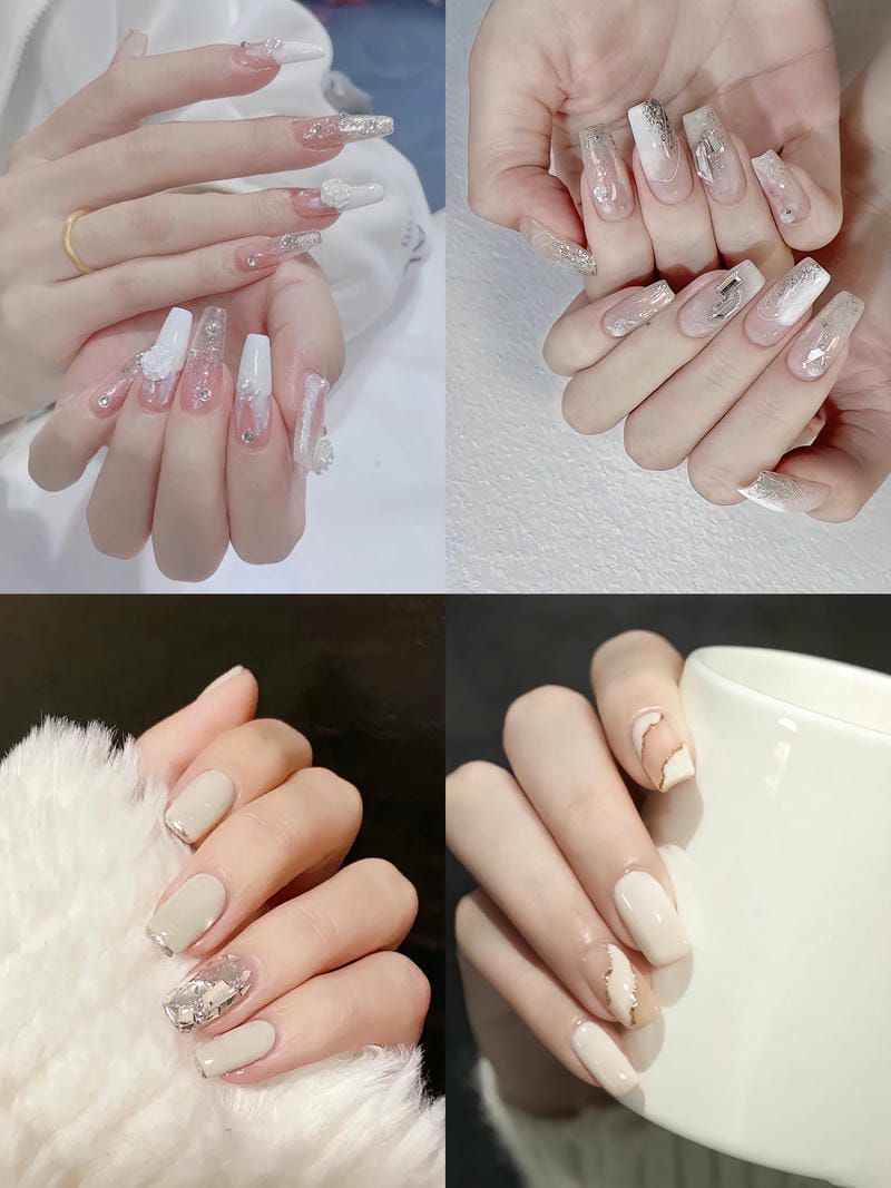 Những nail màu trắng sữa móng dài - Hình số 8