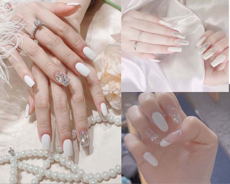 Những mẫu nail cô dâu đính đá - Hình số 3