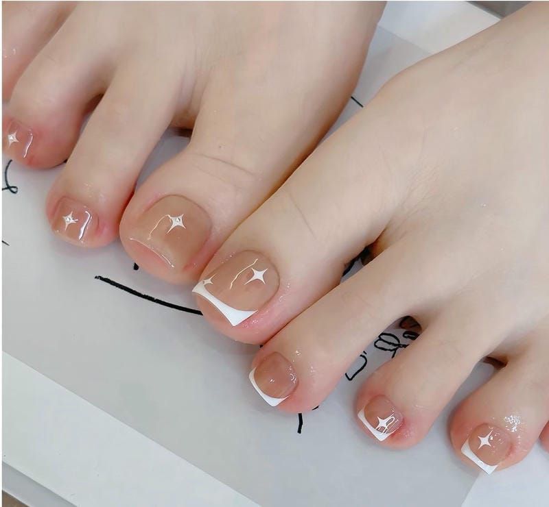 Những nail cô dâu màu thạch móng chân - Hình số 3