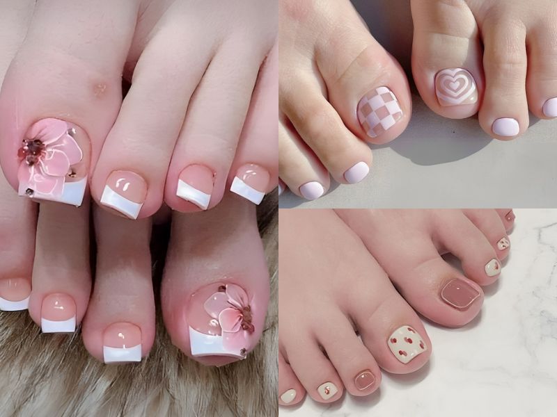 Những nail cô dâu màu thạch móng chân - Hình số 5