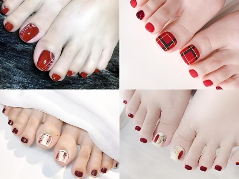 Những nail chân màu đỏ cherry - Hình số 9