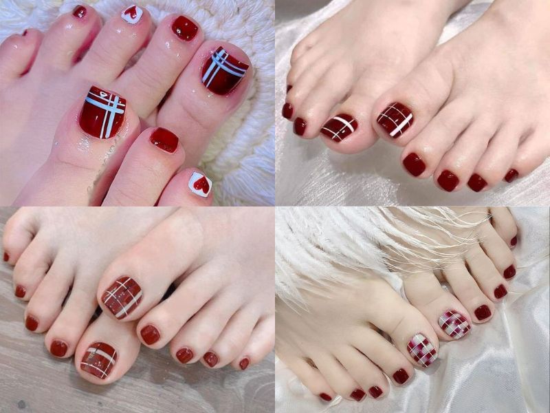 Những nail chân màu đỏ đơn giản - Hình số 2