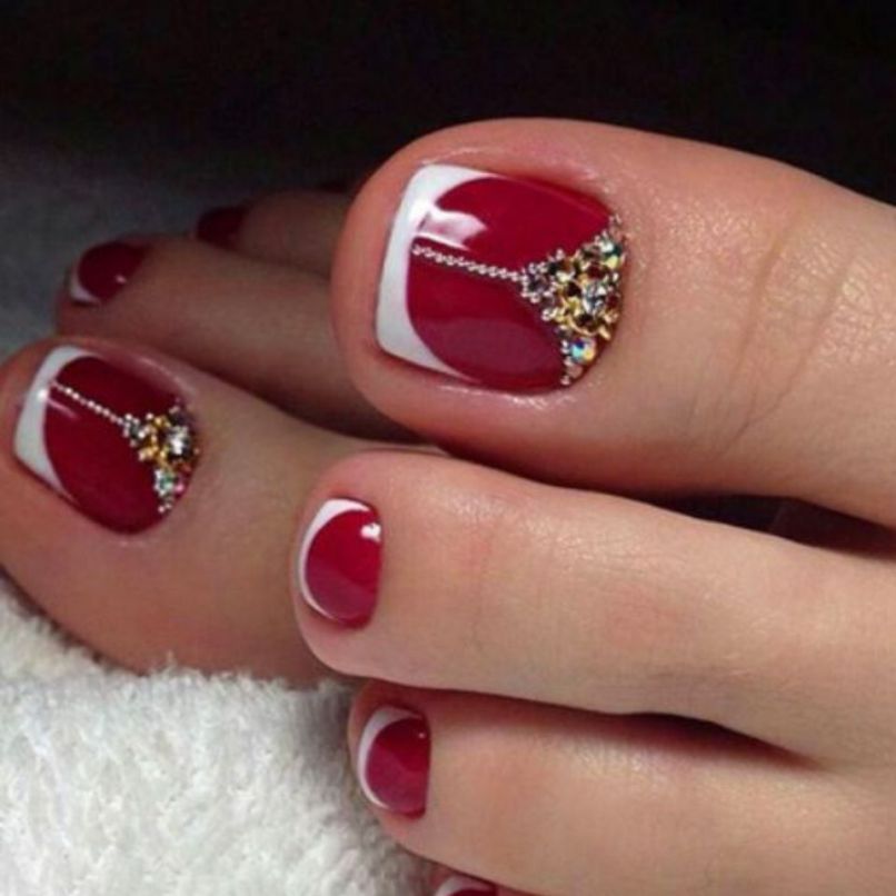Những nail chân màu đỏ đơn giản - Hình số 8