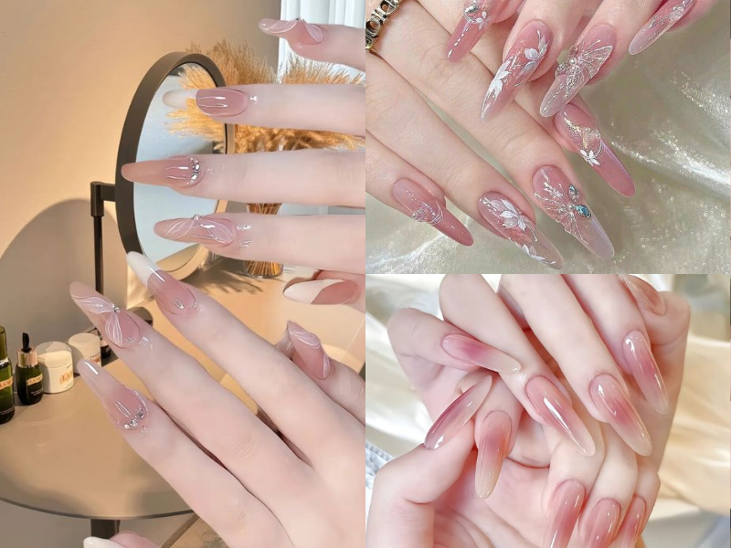 Những nail cô dâu màu thạch hồng - Hình số 10