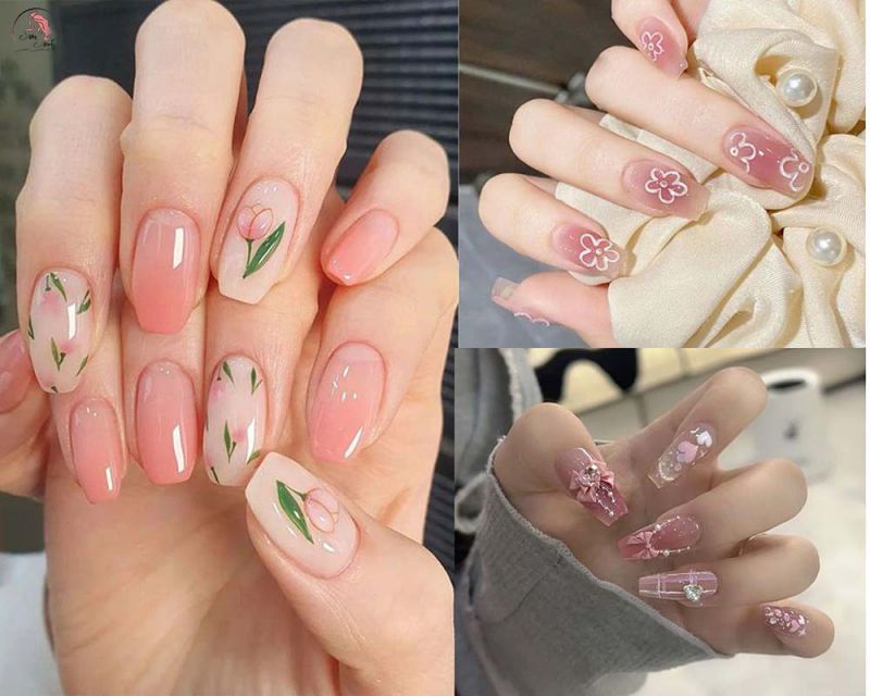 Những nail cô dâu màu thạch hồng - Hình số 7