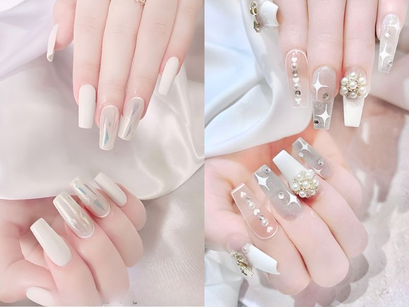 Những nail cô dâu màu thạch kim tuyến - Hình số 4
