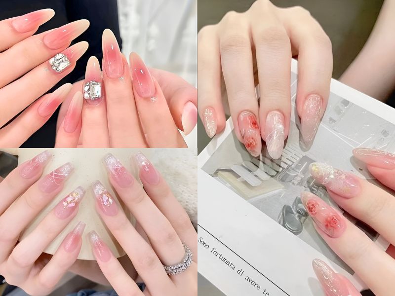 Những nail cô dâu màu thạch kim tuyến - Hình số 6