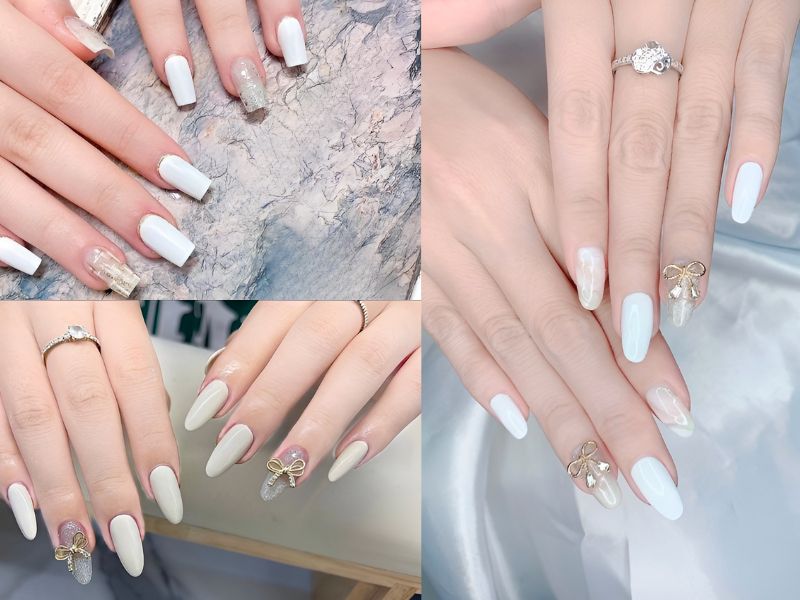 Những nail cô dâu màu thạch trắng - Hình số 5