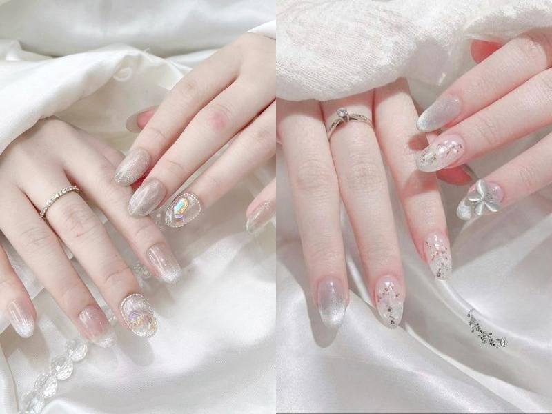 Những nail cô dâu màu thạch trắng - Hình số 6