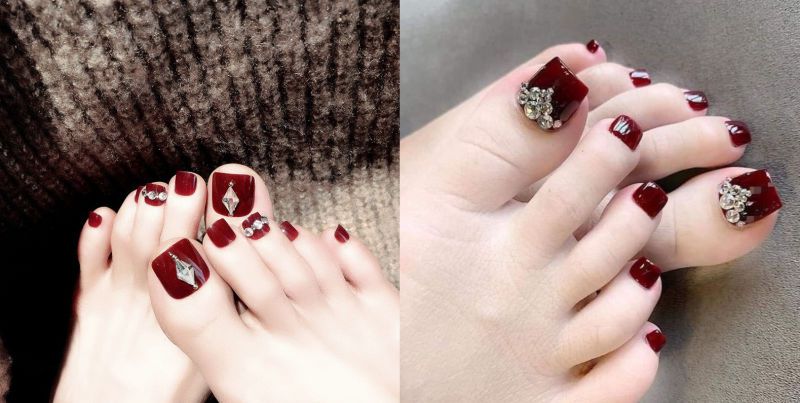 Những nail chân màu đỏ mận - Hình số 7
