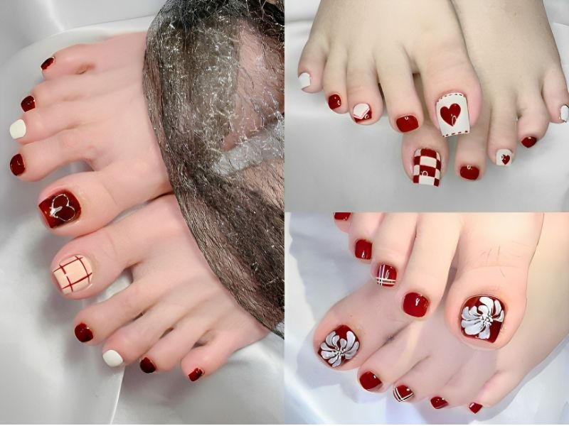Những nail chân màu đỏ mận - Hình số 8
